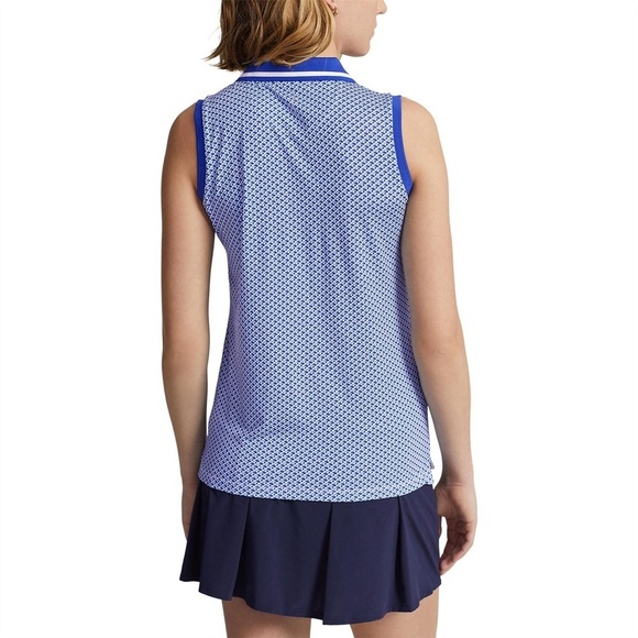 NEW Ralph Lauren RLX Airflow Sleeveless Golf Polo Women’s XS Blue Geo - Picture 2 of 16